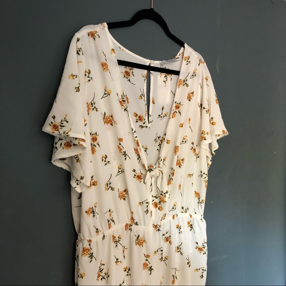 Plus Floral Front-Tie Jumpsuit